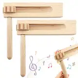 Lets Joy 2 Stück Holzratsche Geräusche Maker, Ratsche aus Holz, Musikinstrument für Kinder,Hölzerner Spinning Holz Spinning Ratsche Noise Maker, Rassel Ratsche Instrument Spielzeug