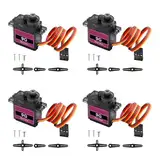 Servo Motor mit Metallgetriebe Servomotor Binghe 4 Stücke 9G Micro Servos Wendewinkel 90-180° RC Servo mit JR Stecker 30cm Kabel für RC Helicopter,Flugboot,Roboter kompatibel mit Arduino