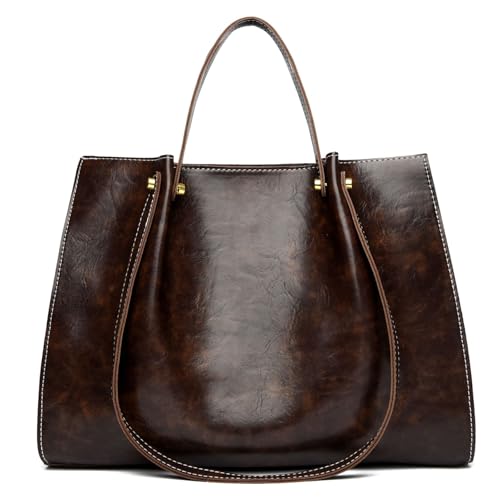 Waniki Handtasche Damen Groß Elegant Umhängetasche PU Leder Schultertasche Einfache Tote Bag Mittelgroß Shopper Tasche Multi-tasche Beuteltote Hobo Tragetasche für Arbeit Schule Büro Lässig