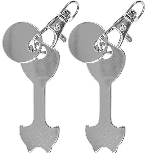 Universal Einkaufswagenlöser für alle Einkaufswagen, 2 Stück, aus Edelstahl, Schlüsselanhänger mit Karabiner und Einkaufswagenchip, abziehbarer Shopping Cart Entriegler Chip, Geschenkidee Einkaufschip
