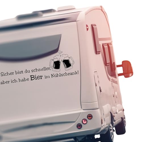 Wohnwagen Aufkleber, mit Spruch, Bier im Kühlschrank, Camping Vinyl Sticker Design, für Camper Selbstklebend