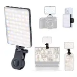 ETENTOUS Selfie Licht mit Clip, 80 LED Videolicht Dimmbare 3000K-9900K Handylicht, Eingebauten Rechargeable Akkus CRI 95+,3 Lichtmodi,Tragbares Kamera Licht mit Cold Shoe Mount für YouTube,TikTok