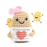 VMUTGA Gestrickte Puppe Kartoffel, Kreativ Gestrickte Wollkartoffel, Positive Potato Pocket Hug, Mini Kartoffelpuppe mit Positiver Energiekarte, Geschenke für Frauen, Beste Freunde, Kinder