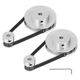 G T2 Synchronrad 2 Satz Synchronrad G T2 Zahnriemenscheibe aus Aluminiumlegierung mit 2 Stück Länge 200 mm Breite 6 mm Riemen (Diámetro de 5 mm/0,2 pulgadas.)