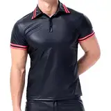 Sexy Unterwäsche für Mann Latex Reizwäsche Für Sex Clubwear Guywear Dessous Erotisch Leder Oberteil Latex T-Shirt Herren Stretch Hemd Tops Wetlook Unterhemd Slim Fit Tank Top