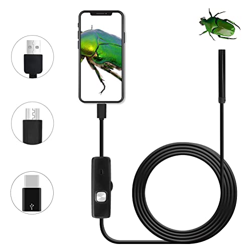 USB Android Endoskop 2,0 Megapixel CMOS HD 2 in 1 wasserdichte Endoskop Inspektionskamera Starre Schlangenkabel für Smartphone Tablet-Gerät EnDoskopkamera Mit Licht Mini Kamera Endoskop Kamera (2m)