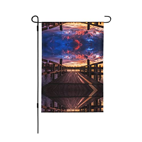 Gartenflagge mit Bootshafen im Sonnenuntergang, 30,5 x 45,7 cm, doppelseitig, dekorative Gartenflagge für Garten, Heimdekoration