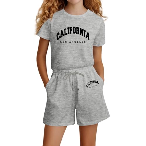 Silk Pyjama Set für Mädchen - Elegant mit Knopf Pyjamas Set Satin Schlafanzug Kurze Schlafanzughose & Kurzarm T-Shirt Elastische Taille Kinder Kurze Hausanzug Button-Down Pjs Geschenke für Mädchen