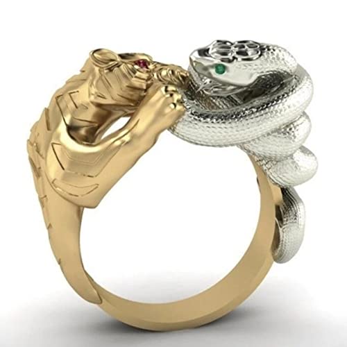 Bysonglezai Ring Ringe Herren Damen Bijouterie Frauen Schmuck Eheringe Neue Männer Ring Schlange Tiger Kampfring Punk Ringe Für Männer Party Geschenk Schmuck 7 A
