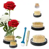 Leikurvo 4 Stück Blumenigel, Kenzan Blumendekoration, Blumenarrangement Runder Steckigel Blumen mit Korrektor und Reinigungsbürste, Messing-Nadel Ikebana Blumenhalter (23mm/34mm/40mm/46mm)