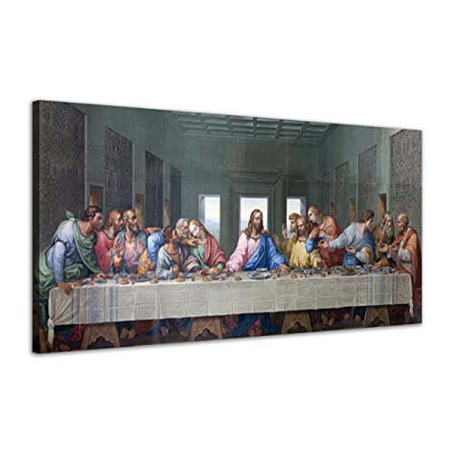 ZHONGYUTONG Das letzte Abendmahl Leinwand Bild mit Rahmen Leonardo da Vinci Berühmte Gemälde Reproduktion Klassische Jesus Kunstdruck für Küche Schlafzimmer Wohnzimmer (30x60cm)