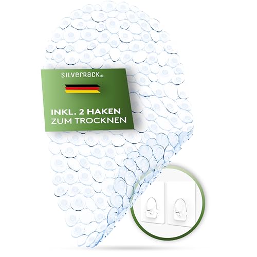 SilverRack Badewannenmatte 69x36 cm (Transparent Kiesel Steinoptik) Antirutschmatte Badewanne BPA frei - Duschmatte schimmelresistent & maschinenwaschbar - Badematte rutschfest