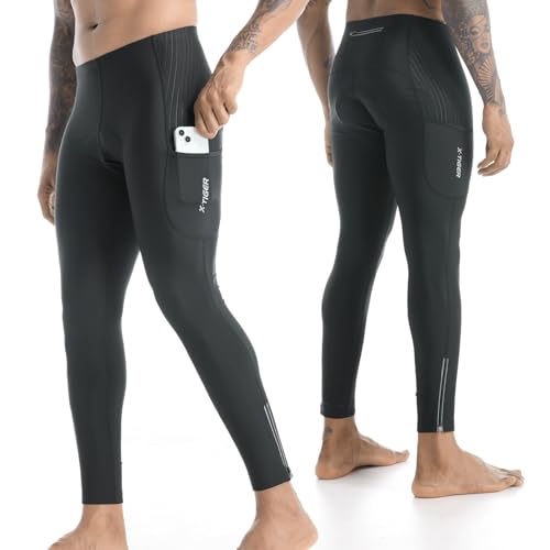 X-TIGER Fahrradhose Herren Lang mit 5D Sitzpolster,Radlerhose Herren Lang Atmungsaktive Schnelltrocknende Radhose mit 3 Taschen