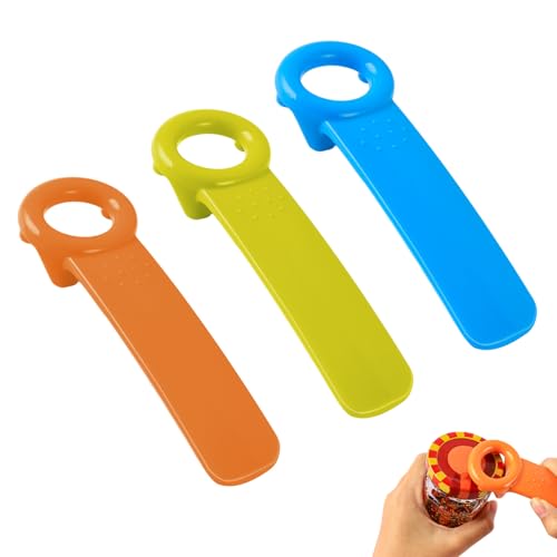 3 Stück Glasöffner Manuell, Bieröffner, Glasdeckelöffner, Mühelos Bieröffner Deckelöffner für Schraubgläser, für Ältere Menschen, Kinder, Frauen, Schwache Hände (Blau, Orange, Grün)