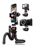 Handy Stativ, Lammcou Flexibel Stativ für Smartphone mit Voll Schwenkbar Kugelneiger & Vertikale und Horizontale Handystativhalter & Go Pro Adapter, Camera Tripod Kamerastativ für YouTube, Urlaub