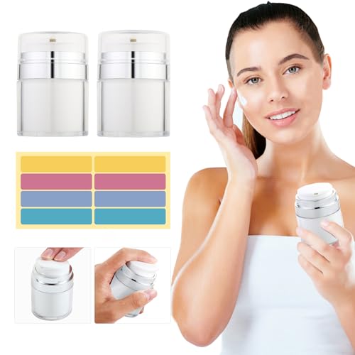 Nivaobi 2 Stück Creme Spender,30ml Airless Pumpspender,Creme Pumpspender Montierbar Creme Lotion,Befüllbar Creme Behälter Pump,Tragbar und Drückbar Pumpspender Creme für Reise Home Verwendung