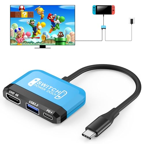 Switch Dock für Nintendo Switch/OLED Switch, 3 in 1 Switch TV Adapter mit 4K HDMI, USB 3.0 Port, Type C 100W PD Aufladung, Portable Travel Mini Docking Station für Switch,Steam Deck,Laptop,Phone…