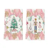 Artoid Mode Rosa Diamant Plaid Nussknacker Weihnachtsbaum Weihnachten Küchentücher Geschirrtücher, 42x65 cm Winter Deko Polyester Handtücher 2er Set