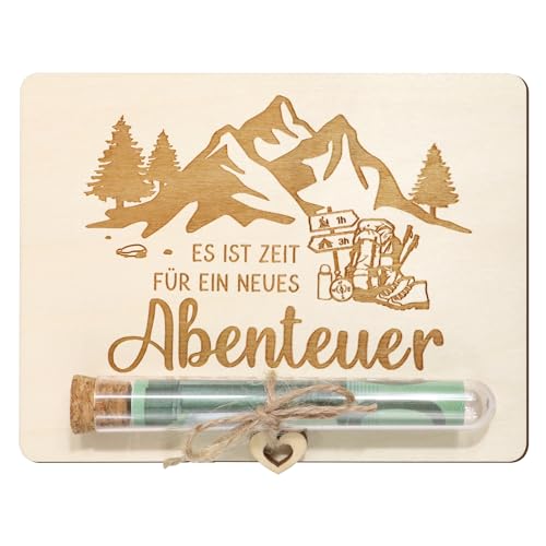 BOFUNX Abenteuer Geldgeschenke Verpackung aus Holz mit Reagenzgläser Lustige Wandern Berge Geschenk Geldverpackung für Wanderer Bergsteiger