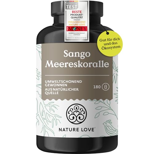 NATURE LOVE® Sango Meereskoralle - 180 Kapseln - Natürliche Quelle für Calcium (20%) und Magnesium (10%) im körpereigenen Verhältnis von 2:1 - laborgeprüft und in Deutschland produziert.