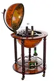 Birendy XXL 043RR Hausbar Barwagen Globusbar massive Eukalyptusholzsäule Cocktailbar Dekobar Tischbar mit Rollen 119cm