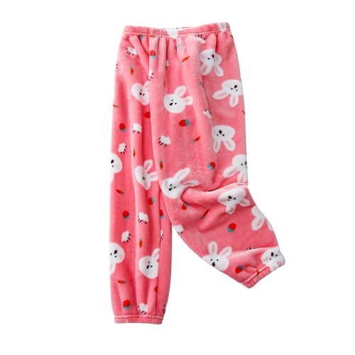 Flanell Schlafanzughose Kinder Fleece Lang Baggy Hose Pyjamahose Thermohose Kinder Kuschelig Pyjamahose Elastische Taille Winterhose Warm Plüschhose Jogginghosen Hosen für Mädchen Jungen 1-14 Jahre