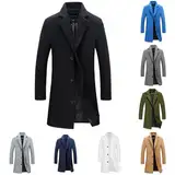 UHouse Herren Mantel Wolle Lang Herbst Wollmantel Slim Fit Wintermantel Blitzangebote Business Trenchcoat Freizeit Herren-Mäntel Stehkragen Übergangsmantel Große Größen Blitzangebote Schwarz M