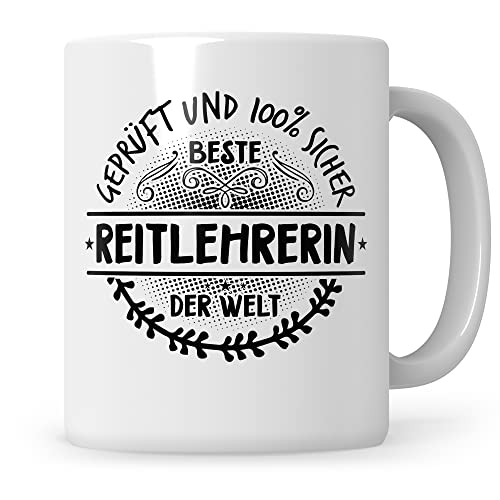 Sweetify Beste Reitlehrerin Tasse, Reiterin Geschenkidee, Reitschule, Reiterin Geschenk, Pferd Kaffeetasse