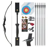 D&Q Recurve Bogen Set Erwachsene Pfeil und Bogen für Anfänger Bogenschießen Sportbogen beidhändig 30lb 40lb mit Bogenschießen Zubehör (40lb)