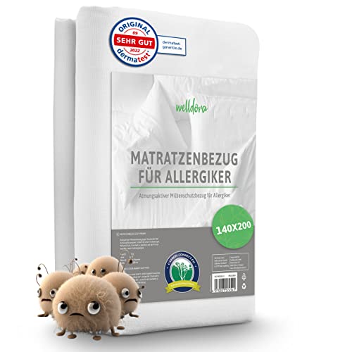 Welldora ǀ Premium Milbenbezug Matratzen 140x200x20 ǀ Fachärztlich getesteter Allergiker Matratzenschoner ǀ Anti Milben Bettwanzen Encasing mit Reissverschluss ǀ Allergiker Bettwäsche