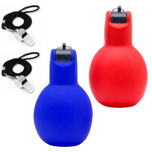 2 Stück Handpfeife Sportunterricht Hand Squeeze Whistles mit Edelstahl Sportpfeifen Laute Signalpfeife für Trainer Notfallpfeife für Schulsport Schiedsrichter Hundetrain Trainer Zubehör Fußball
