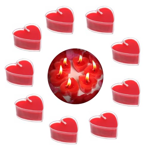 Romantische Kerzen in Herzform,Herz Romantische Teelichter,Herzförmige Romantische,Kerzen Deko Für Valentinstag,Herz Kerzen Teelicht,Teelicht Rot für Valentinstag für Heiratsantrag,Vorschlag(9 Stücke)