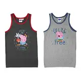 United Labels Peppa Wutz Unterhemd für Jungen Kinder Tank Top Hemdchen Unterwäsche Grau (2er Pack) (110-116)