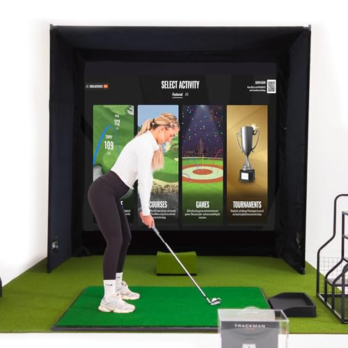 GolfBays SIMBOX Golfsimulator-Gehäuse – Premium-Golf für Zuhause, einfache Einrichtung, Verschiedene Größen, Stoff mit langlebigem Rahmen und Aufprallbildschirm (W 9'10 x H 9'10 x D 9'10)