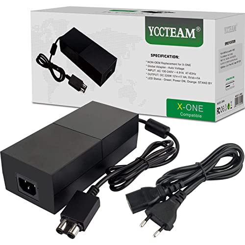 YTEAM Xbox One Netzteil Brick, AC Adapter Ersatz Kit für Xbox 1 Konsolen, DE Ladekabel, Auto-Spannung