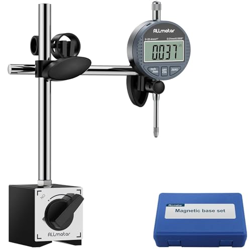 ALLmeter Elektronische digitale Messuhr mit Messuhr und Magnetfuß, 0-1 Zoll/25,4 mm Zoll/Metrische Umrechnung, automatische Abschaltung, empfohlenes Messwerkzeug