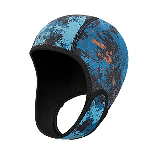 perfeclan Scuba Diving Hood Cap, 2 mm Neopren-Neoprenanzug-Haube, Ohrschutz-Kopfbedeckung, thermische Surf-Haube, für Männer, Frauen, Wassersport, Dunkelblau