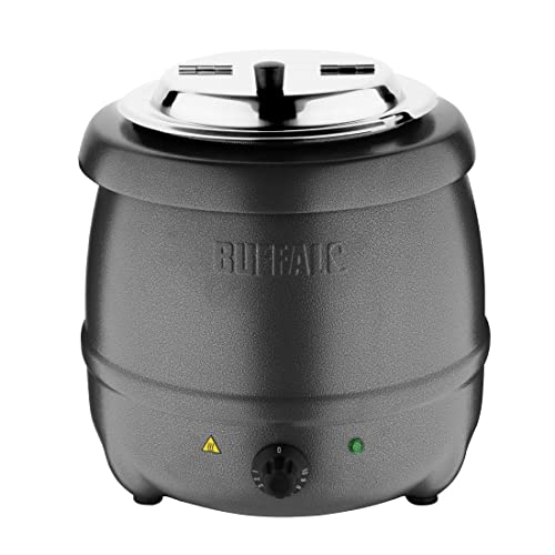 Buffalo Suppenkessel 10 Liter, Graphitgrau, 35°C bis 95°C, elektrischer Buffet-Wärmer mit Nasswärme - ideal für Suppe, Glühwein oder Apfelwein, Chili, Brei oder Bohnen - für den gewerblichen und privaten Gebrauch, G107