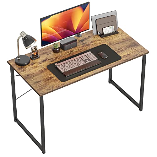 CubiCubi Schreibtisch, Kleiner Computertisch, 120 x 48 x 75 cm Bürotisch, für Arbeitszimmer, Schlafzimmer, Industrie-Design, Metallgestell, Vintagebraun