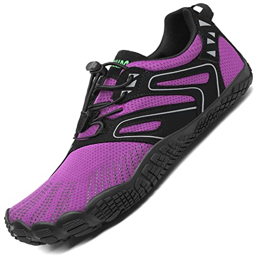 SAGUARO Damen Barfußschuhe Weich Leicht rutschfest Fitnessschuhe Laufschuhe Atmungsaktiv Tragbar Outdoor & Indoor Violett Gr.38