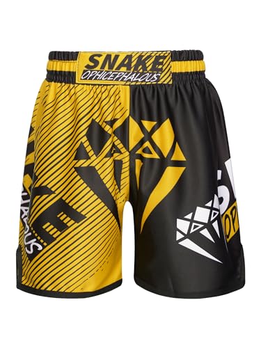 Xnihocha Kinder Jungen MMA Box Shorts Muay Thai Short Boxing Shorts Hexagon Camo Kurze Hose Boxen Fitness BJJ Kickboxing Sportshorts Typ D 146-152