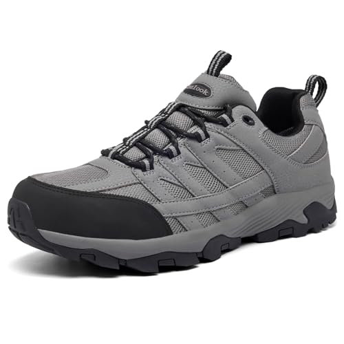 SHULOOK Herren Wanderschuhe Wasserdicht Leichte rutschfest Trekkingschuhe Outdoorschuhe Grau Gr 43EU