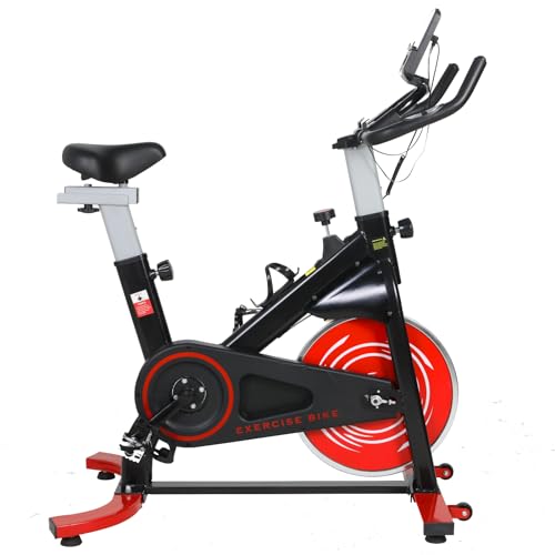 Heimtrainer Fahrrad, Widerstand Einstellbar, Bis 20kg Belastbar, mit 8kg Schwungrad, LCD Monitor, Wasserflaschenhalter, Ipad-Halterung, Frauenfreundliches Spinning-Bike, Indoor Fitnessbike für Zuhause