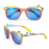 Sonnenbrille Kinder Mädchen Jungen, Glitzer Regenbogen Einhorn Sonnenbrille Kinder, Bunte Sonnenbrille Mädchen für 3-10 Jahre, Partybrillen Lustige Sonnenbrille Kinder Sonnenbrillen mit UV-Schutz