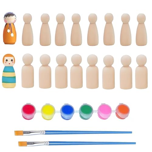 20 Stück Holzfiguren Zum Bemalen, Spielfiguren Holz, Mit Sechs Farben Und 2 Stiften Figuren Zum Bemalen Geeignet Für Hochzeiten Und Inneneinrichtungen Holzfiguren Für DIY Malerei Produktion
