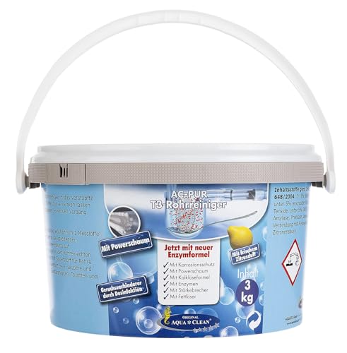 Aqua Clean PUR T3 Rohrreiniger & Abflussreiniger 3kg mit Zitrusduft - Verstopfung entfernen, Geruch beseitigen