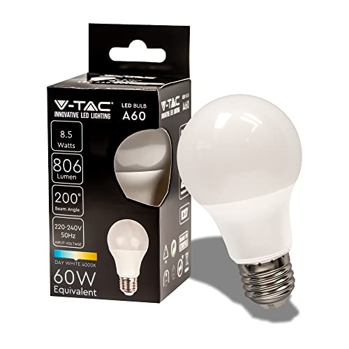 V-TAC 217261 LED EEK F (A - G) E27 Glühlampenform 8.50W Tageslichtweiß (Ø x H) 60mm x 108mm