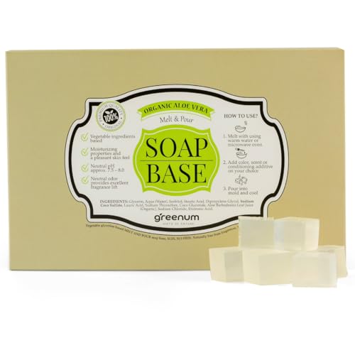 Transparent BIO Aloe Vera Glycerin Seifenbasis zum Seifengießen, Glycerinseife, Rohseife zum Gießen, SLS und SLES Frei, 100% Vegan, 900 gramm