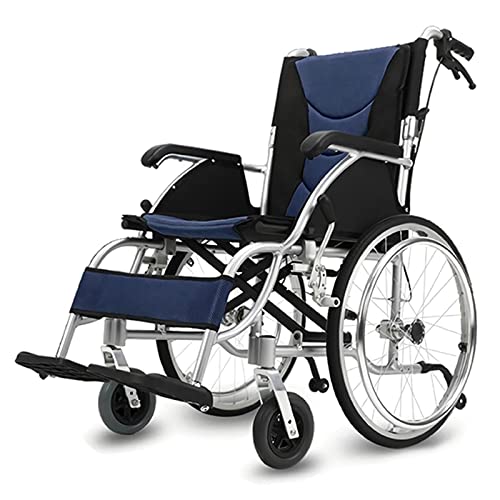 Bueuwe Rollstuhl Faltbar Leicht Aluminium Wheelchair, Klappbar Rollstühle mit Selbstantrieb, Reiserollstuhl mit Trommelbremse, Abnehmbares und Waschbares Sitzkissen, Leichtgewicht
