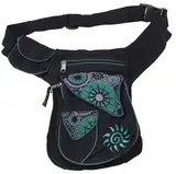 GURU SHOP Stoff Sidebag & Gürteltasche, Goa Hüfttasche, Bauchtasche - Schwarz/lila, Unisex - Erwachsene, Baumwolle, 25x20x10 cm